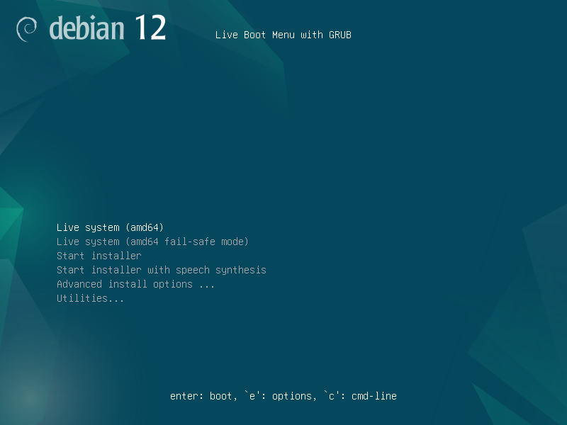Debian Live Boot Menu