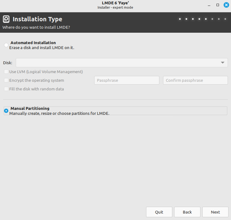 Manual partitioning